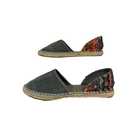 Muk Luks Canvas Womens 8 Slip On Rope-Lined Flats Glitter Heel Lightweight Comfy - Picture 2 of 7
